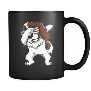 RobustCreative-Dabbing Cavalier King Charles Spaniel Dog America Flag - Patriotic Merica Murica Pride - 4th of July USA Independence Day - 11oz Black Funny Coffee Mug Women Men Friends Gift ~ Both Sides Printed