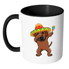 Load image into Gallery viewer, RobustCreative-Dabbing Rhodesian Ridgeback Dog in Sombrero - Cinco De Mayo Mexican Fiesta - Dab Dance Mexico Party - 11oz Black &amp; White Funny Coffee Mug Women Men Friends Gift ~ Both Sides Printed
