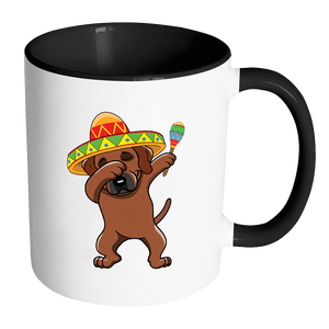 RobustCreative-Dabbing Rhodesian Ridgeback Dog in Sombrero - Cinco De Mayo Mexican Fiesta - Dab Dance Mexico Party - 11oz Black & White Funny Coffee Mug Women Men Friends Gift ~ Both Sides Printed