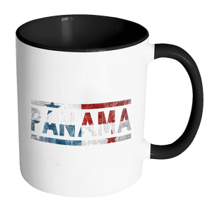 RobustCreative-Retro Vintage Flag Panamanian Panama 11oz Black & White Coffee Mug ~ Both Sides Printed