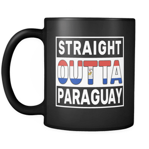 RobustCreative-Straight Outta Paraguay - Paraguayan Flag 11oz Funny Black Coffee Mug - Independence Day Family Heritage - Women Men Friends Gift - Both Sides Printed (Distressed)