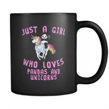 Load image into Gallery viewer, RobustCreative-Just a Girl Who Loves Pandas &amp; Unicorn the Wild One Animal Spirit 11oz Black Coffee Mug ~ Both Sides Printed
