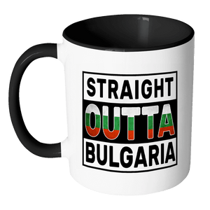 RobustCreative-Straight Outta Bulgaria - Bulgarian Flag 11oz Funny Black & White Coffee Mug - Independence Day Family Heritage - Women Men Friends Gift - Both Sides Printed (Distressed)
