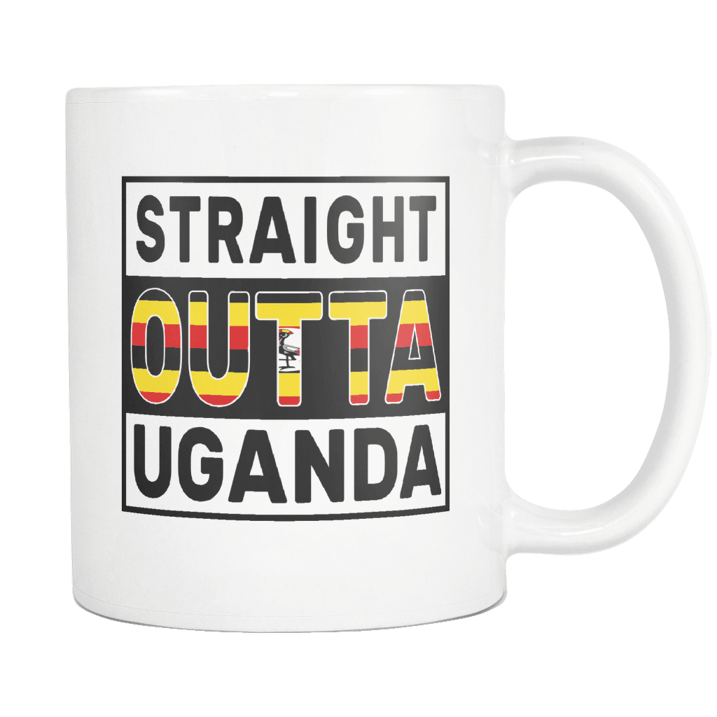 RobustCreative-Straight Outta Uganda - Ugandan Flag 11oz Funny White Coffee Mug - Independence Day Family Heritage - Women Men Friends Gift - Both Sides Printed (Distressed)