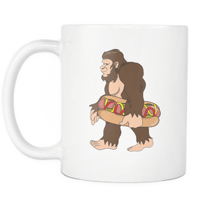 RobustCreative-Bigfoot Sasquatch Carrying Hotdog - I Believe I'm a Believer - No Yeti Humanoid Monster - 11oz White Funny Coffee Mug Women Men Friends Gift ~ Both Sides Printed