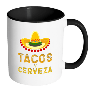 RobustCreative-Tacos Y Cerveza - Cinco De Mayo Mexican Fiesta - No Siesta Mexico Party - 11oz Black & White Funny Coffee Mug Women Men Friends Gift ~ Both Sides Printed
