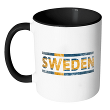 Load image into Gallery viewer, RobustCreative-Retro Vintage Flag Swedish Sweden 11oz Black &amp; White Coffee Mug ~ Both Sides Printed
