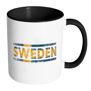 RobustCreative-Retro Vintage Flag Swedish Sweden 11oz Black & White Coffee Mug ~ Both Sides Printed