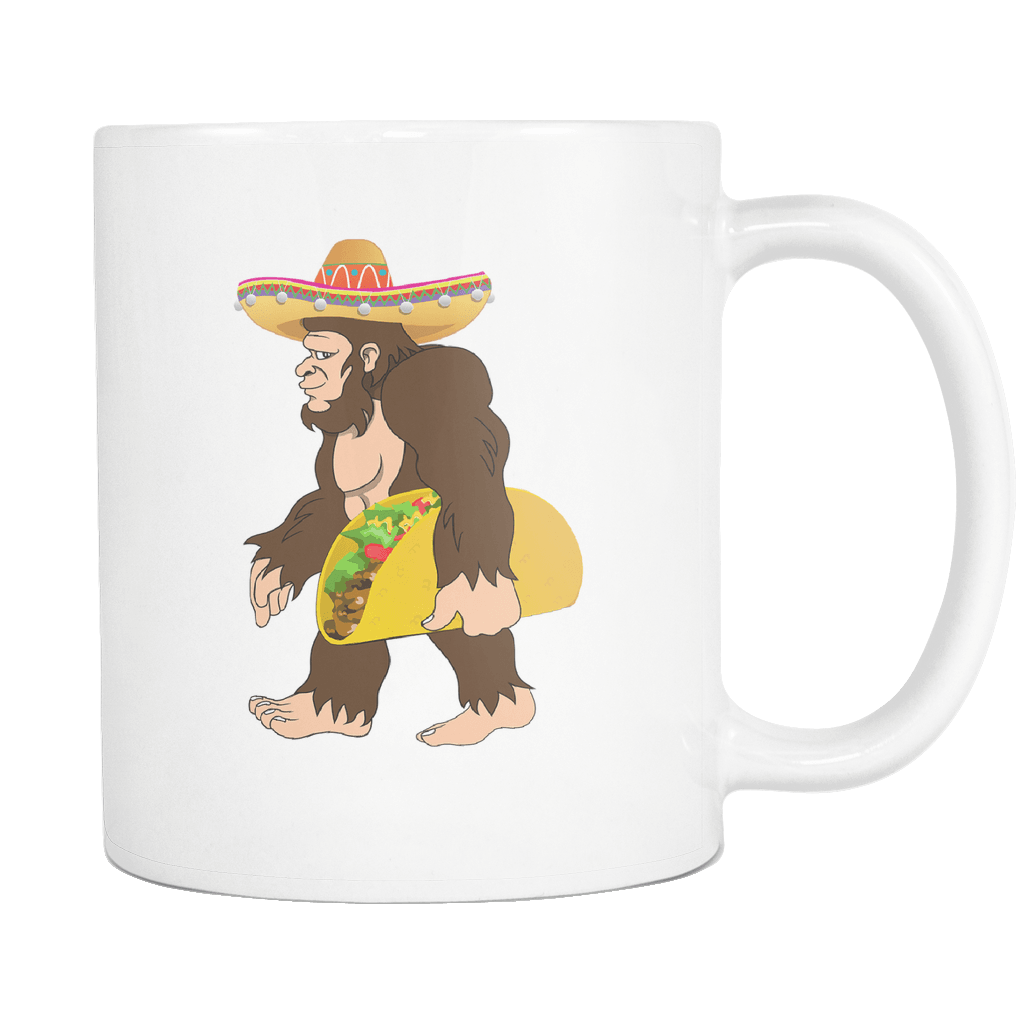 RobustCreative-Bigfoot Sasquatch Taco - Cinco De Mayo Mexican Fiesta - No Siesta Mexico Party - 11oz White Funny Coffee Mug Women Men Friends Gift ~ Both Sides Printed