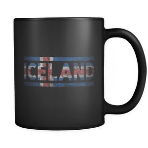 RobustCreative-Retro Vintage Flag Icelander Iceland 11oz Black Coffee Mug ~ Both Sides Printed