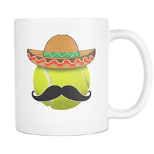 Load image into Gallery viewer, RobustCreative-Funny Tennis Ball Mustache Mexican Sports - Cinco De Mayo Mexican Fiesta - No Siesta Mexico Party - 11oz White Funny Coffee Mug Women Men Friends Gift ~ Both Sides Printed
