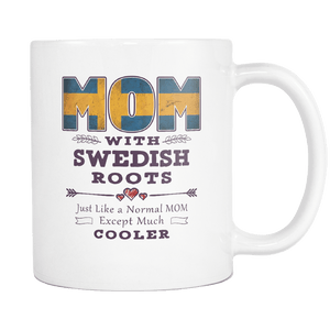 RobustCreative-Best Mom Ever with Swedish Roots - Sweden Flag 11oz Funny White Coffee Mug - Mothers Day Independence Day - Women Men Friends Gift - Both Sides Printed (Distressed)