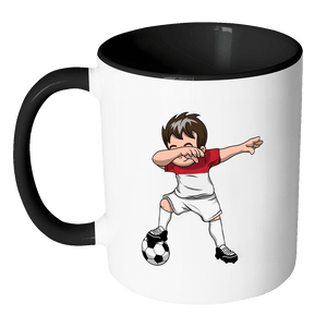 RobustCreative-Dabbing Soccer Boys Monaco Monacan Monaco Gift National Soccer Tournament Game 11oz Black & White Coffee Mug ~ Both Sides Printed