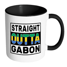 Load image into Gallery viewer, RobustCreative-Straight Outta Gabon - Gabonese Flag 11oz Funny Black &amp; White Coffee Mug - Independence Day Family Heritage - Women Men Friends Gift - Both Sides Printed (Distressed)
