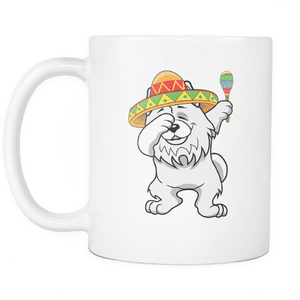 RobustCreative-Dabbing Samoyed Dog in Sombrero - Cinco De Mayo Mexican Fiesta - Dab Dance Mexico Party - 11oz White Funny Coffee Mug Women Men Friends Gift ~ Both Sides Printed