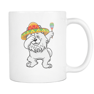 RobustCreative-Dabbing Samoyed Dog in Sombrero - Cinco De Mayo Mexican Fiesta - Dab Dance Mexico Party - 11oz White Funny Coffee Mug Women Men Friends Gift ~ Both Sides Printed