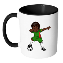 Load image into Gallery viewer, RobustCreative-Dabbing Soccer Boy Zambia Zambian Lusaka Gifts National Soccer Tournament Game 11oz Black &amp; White Coffee Mug ~ Both Sides Printed
