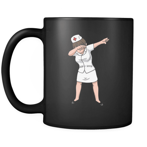 RobustCreative-Dabbing Nurse - National Nurses Week Black 11oz Funny Coffee Mug - Nursing Angel Healthcare - Women Men Friends Gift - Both Sides Printed (Distressed)