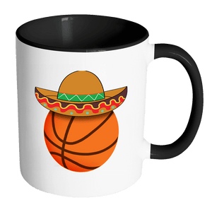 RobustCreative-Funny Basketball Mexican Sports - Cinco De Mayo Mexican Fiesta - No Siesta Mexico Party - 11oz Black & White Funny Coffee Mug Women Men Friends Gift ~ Both Sides Printed