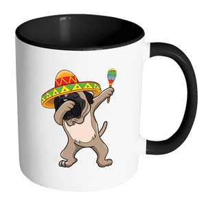RobustCreative-Dabbing Mastiff Dog in Sombrero - Cinco De Mayo Mexican Fiesta - Dab Dance Mexico Party - 11oz Black & White Funny Coffee Mug Women Men Friends Gift ~ Both Sides Printed