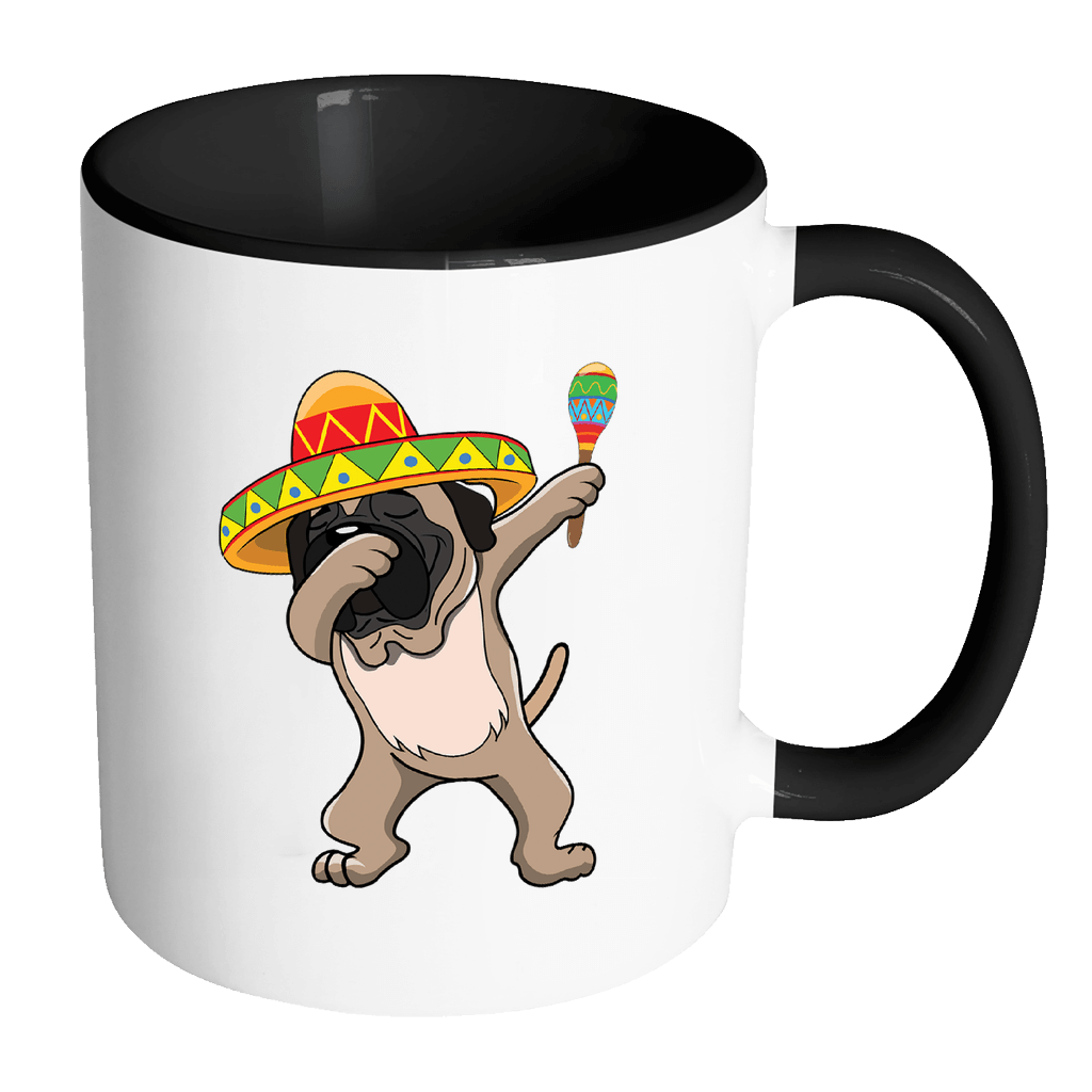 RobustCreative-Dabbing Mastiff Dog in Sombrero - Cinco De Mayo Mexican Fiesta - Dab Dance Mexico Party - 11oz Black & White Funny Coffee Mug Women Men Friends Gift ~ Both Sides Printed
