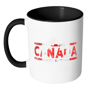 RobustCreative-Retro Vintage Flag Canadian Canada 11oz Black & White Coffee Mug ~ Both Sides Printed