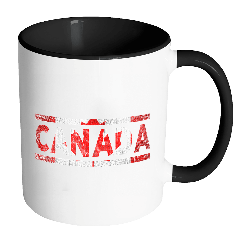 RobustCreative-Retro Vintage Flag Canadian Canada 11oz Black & White Coffee Mug ~ Both Sides Printed