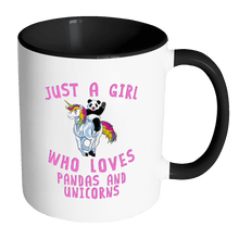 Load image into Gallery viewer, RobustCreative-Just a Girl Who Loves Pandas &amp; Unicorn the Wild One Animal Spirit 11oz Black &amp; White Coffee Mug ~ Both Sides Printed
