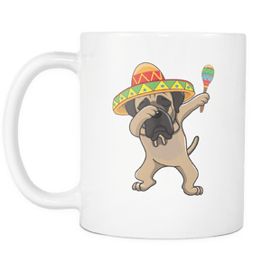 RobustCreative-Dabbing English Mastiff Dog in Sombrero - Cinco De Mayo Mexican Fiesta - Dab Dance Mexico Party - 11oz White Funny Coffee Mug Women Men Friends Gift ~ Both Sides Printed