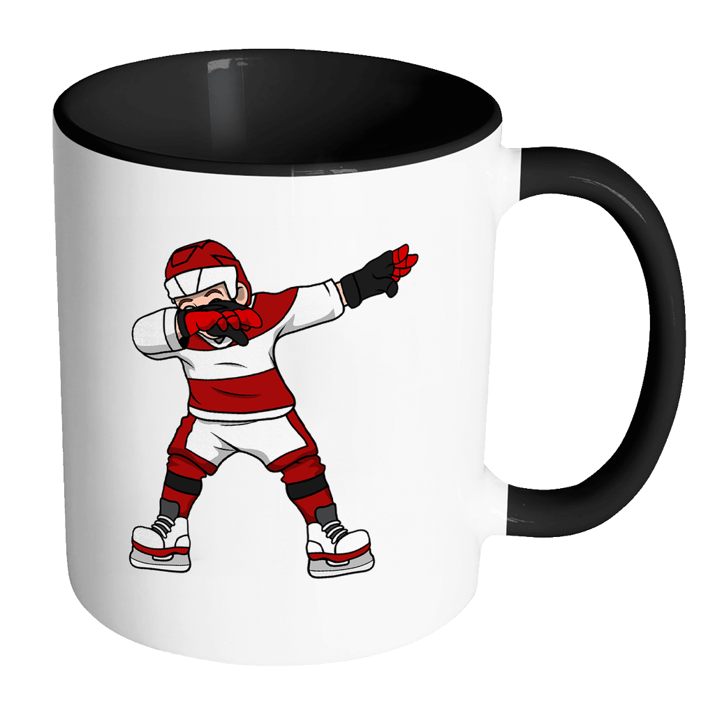 RobustCreative-Dabbing Ice Hockey - Hockey 11oz Funny Black & White Coffee Mug - Puck Madness Dab Eat Sleep Hockey Repeat - Women Men Friends Gift - Both Sides Printed (Distressed)