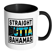 Load image into Gallery viewer, RobustCreative-Straight Outta Bahamas - Bahamian Flag 11oz Funny Black &amp; White Coffee Mug - Independence Day Family Heritage - Women Men Friends Gift - Both Sides Printed (Distressed)
