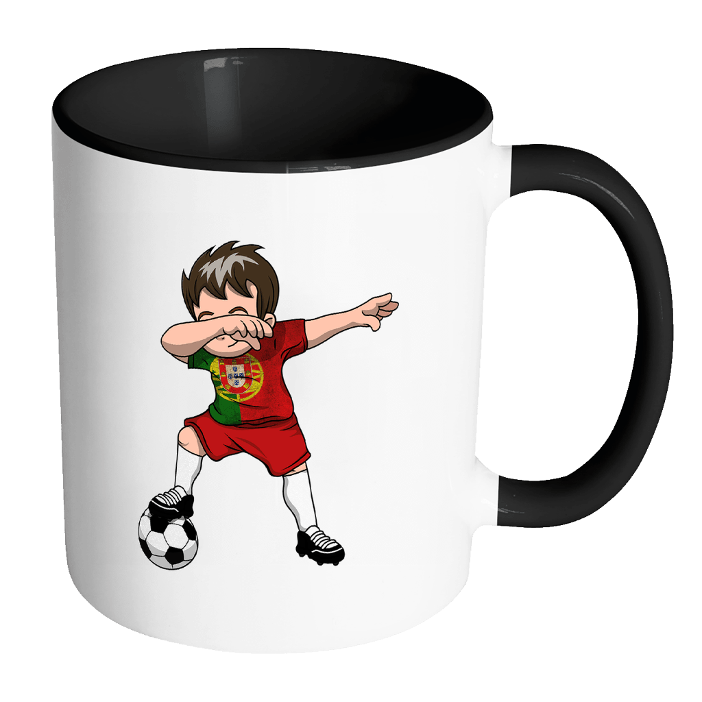 RobustCreative-Dabbing Soccer Boys Portugal Portuguese Lisbon Gift National Soccer Tournament Game 11oz Black & White Coffee Mug ~ Both Sides Printed