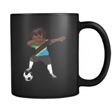 Load image into Gallery viewer, RobustCreative-Dabbing Soccer Boy Tanzania Tanzanian Dodoma Gifts National Soccer Tournament Game 11oz Black Coffee Mug ~ Both Sides Printed

