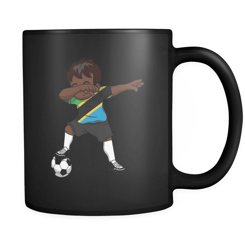 RobustCreative-Dabbing Soccer Boy Tanzania Tanzanian Dodoma Gifts National Soccer Tournament Game 11oz Black Coffee Mug ~ Both Sides Printed