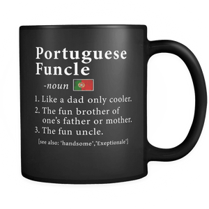 RobustCreative-Portuguese Funcle Definition Fathers Day Gift - Portuguese Pride 11oz Funny Black Coffee Mug - Real Portugal Hero Papa National Heritage - Friends Gift - Both Sides Printed