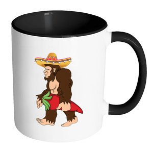 RobustCreative-Bigfoot Sasquatch Chili Pepper - Cinco De Mayo Mexican Fiesta - No Siesta Mexico Party - 11oz Black & White Funny Coffee Mug Women Men Friends Gift ~ Both Sides Printed