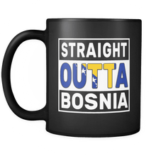 Load image into Gallery viewer, RobustCreative-Straight Outta Bosnia - Bosnian Flag 11oz Funny Black Coffee Mug - Independence Day Family Heritage - Women Men Friends Gift - Both Sides Printed (Distressed)
