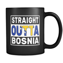 Load image into Gallery viewer, RobustCreative-Straight Outta Bosnia - Bosnian Flag 11oz Funny Black Coffee Mug - Independence Day Family Heritage - Women Men Friends Gift - Both Sides Printed (Distressed)
