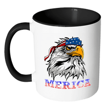 Load image into Gallery viewer, RobustCreative-Murica Eagle Mullet - Merica 11oz Funny Black &amp; White Coffee Mug - American Flag 4th of July Independence Day - Women Men Friends Gift - Both Sides Printed (Distressed)
