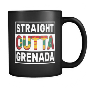 RobustCreative-Straight Outta Grenada - Grenadian Flag 11oz Funny Black Coffee Mug - Independence Day Family Heritage - Women Men Friends Gift - Both Sides Printed (Distressed)