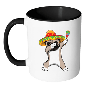 RobustCreative-Dabbing Pug Dog in Sombrero - Cinco De Mayo Mexican Fiesta - Dab Dance Mexico Party - 11oz Black & White Funny Coffee Mug Women Men Friends Gift ~ Both Sides Printed