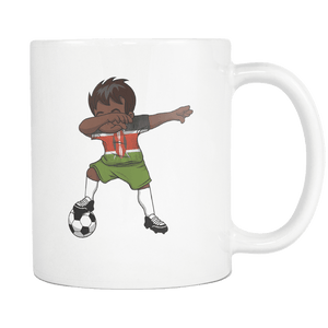 RobustCreative-Dabbing Soccer Boy Kenya Kenyan Nairobi Gifts National Soccer Tournament Game 11oz White Coffee Mug ~ Both Sides Printed