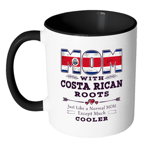 RobustCreative-Best Mom Ever with Costa Rican Roots - Costa Rica Flag 11oz Funny Black & White Coffee Mug - Mothers Day Independence Day - Women Men Friends Gift - Both Sides Printed (Distressed)