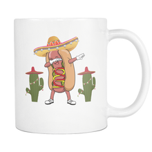 Load image into Gallery viewer, RobustCreative-Dabbing Hotdog Cactus Sombrero - Cinco De Mayo Mexican Fiesta - No Siesta Mexico Party - 11oz White Funny Coffee Mug Women Men Friends Gift ~ Both Sides Printed
