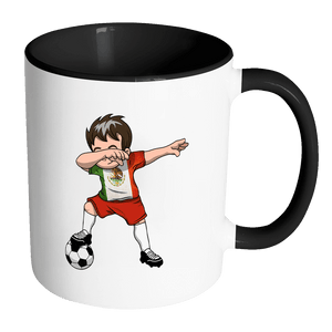 RobustCreative-Dabbing Soccer Boys Mexico Mexican Mexico City Gift National Soccer Tournament Game 11oz Black & White Coffee Mug ~ Both Sides Printed
