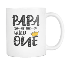 Load image into Gallery viewer, RobustCreative-Papa of The Wild One Queen King - Funny Family 11oz Funny White Coffee Mug - 1st Birthday Party Gift - Women Men Friends Gift - Both Sides Printed (Distressed)
