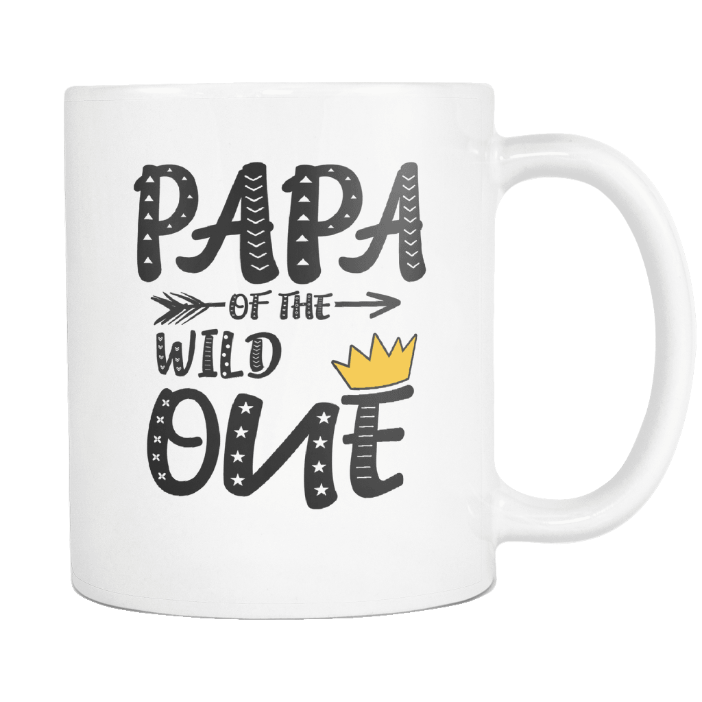RobustCreative-Papa of The Wild One Queen King - Funny Family 11oz Funny White Coffee Mug - 1st Birthday Party Gift - Women Men Friends Gift - Both Sides Printed (Distressed)