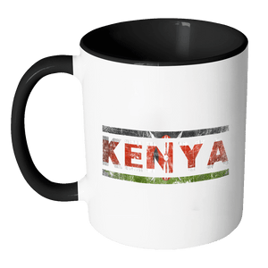 RobustCreative-Retro Vintage Flag Kenyan Kenya 11oz Black & White Coffee Mug ~ Both Sides Printed