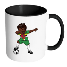 Load image into Gallery viewer, RobustCreative-Dabbing Soccer Boy Dominica Dominican Roseau Gifts National Soccer Tournament Game 11oz Black &amp; White Coffee Mug ~ Both Sides Printed
