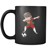 Load image into Gallery viewer, RobustCreative-Portuguese Dabbing Soccer Girl - Soccer Pride - Portugal Flag Gift Portugal Football Gift - 11oz Black Funny Coffee Mug Women Men Friends Gift ~ Both Sides Printed

